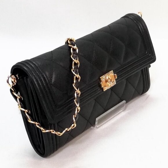 Authentic CHANEL Boy CC Flap Wallet Caviar Leather Chain Shoulder Crossbody Bag - Picture 2 of 5